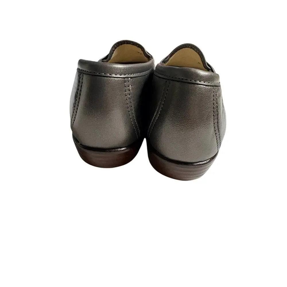 SAS Tripad Penny Loafers Metallic Pewter Silver Leather Slip-On Size 10 Comfort - Picture 3 of 5